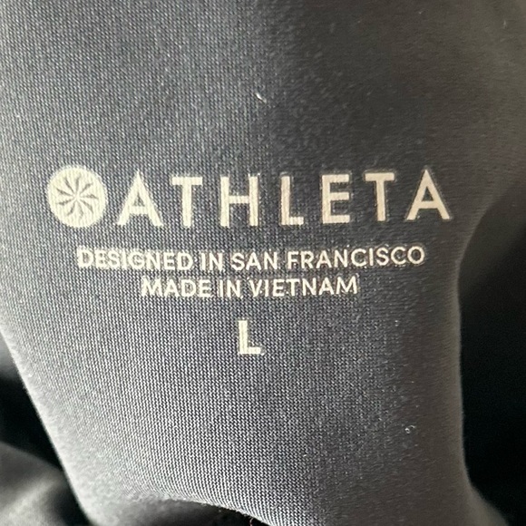 Athleta Stellar Tight Legging Black Navy Blue Colorblock Pants | L - Picture 8 of 9